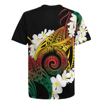 Piko Hawaiian Rugby Jersey Gradient Spiral Plumeria Tribal Patterns