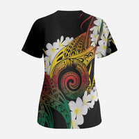 Piko Hawaiian Scrub Top Gradient Spiral Plumeria Tribal Patterns