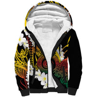 Piko Hawaiian Sherpa Hoodie Gradient Spiral Plumeria Tribal Patterns