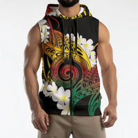Piko Hawaiian Sleeveless Zip Hoodie Gradient Spiral Plumeria Tribal Patterns