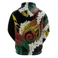 Piko Hawaiian Zip Hoodie Gradient Spiral Plumeria Tribal Patterns
