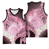 Piko Hawaiian Basketball Jersey Pink Galaxy Spiral Plumeria Tribal Patterns