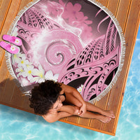 Piko Hawaiian Beach Blanket Pink Galaxy Spiral Plumeria Tribal Patterns