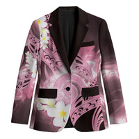 Piko Hawaiian Blazer Pink Galaxy Spiral Plumeria Tribal Patterns