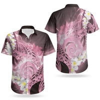 Piko Hawaiian Couples Matching Puletasi and Hawaiian Shirt Pink Galaxy Spiral Plumeria Tribal Patterns