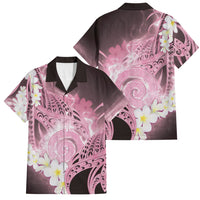 Piko Hawaiian Family Matching Off Shoulder Maxi Dress and Hawaiian Shirt Pink Galaxy Spiral Plumeria Tribal Patterns