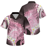 Piko Hawaiian Family Matching Off Shoulder Short Dress and Hawaiian Shirt Pink Galaxy Spiral Plumeria Tribal Patterns