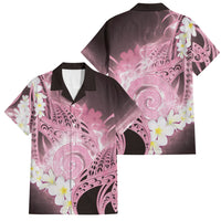 Piko Hawaiian Family Matching Puletasi and Hawaiian Shirt Pink Galaxy Spiral Plumeria Tribal Patterns