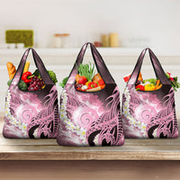 Piko Hawaiian Grocery Bag Pink Galaxy Spiral Plumeria Tribal Patterns