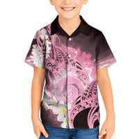 Piko Hawaiian Kid Hawaiian Shirt Pink Galaxy Spiral Plumeria Tribal Patterns