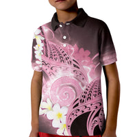 Piko Hawaiian Kid Polo Shirt Pink Galaxy Spiral Plumeria Tribal Patterns