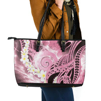 Piko Hawaiian Leather Tote Bag Pink Galaxy Spiral Plumeria Tribal Patterns