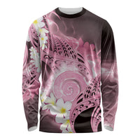 Piko Hawaiian Long Sleeve Shirt Pink Galaxy Spiral Plumeria Tribal Patterns