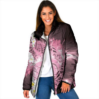 Piko Hawaiian Padded Jacket Pink Galaxy Spiral Plumeria Tribal Patterns