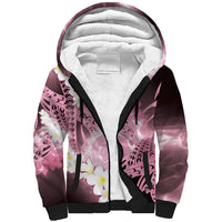 Piko Hawaiian Sherpa Hoodie Pink Galaxy Spiral Plumeria Tribal Patterns