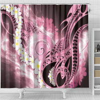 Piko Hawaiian Shower Curtain Pink Galaxy Spiral Plumeria Tribal Patterns