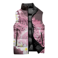 Piko Hawaiian Sleeveless Puffer Jacket Pink Galaxy Spiral Plumeria Tribal Patterns