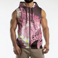 Piko Hawaiian Sleeveless Zip Hoodie Pink Galaxy Spiral Plumeria Tribal Patterns