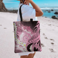Piko Hawaiian Tote Bag Pink Galaxy Spiral Plumeria Tribal Patterns