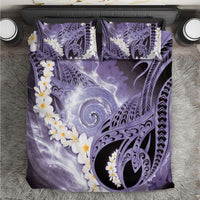 Piko Hawaiian Bedding Set Purple Galaxy Spiral Plumeria Tribal Patterns