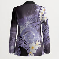 Piko Hawaiian Blazer Purple Galaxy Spiral Plumeria Tribal Patterns