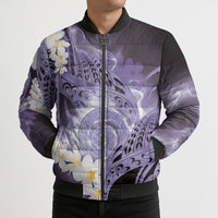 Piko Hawaiian Bomber Puffer Jacket Purple Galaxy Spiral Plumeria Tribal Patterns