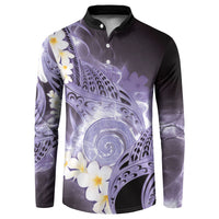 Piko Hawaiian Button Sweatshirt Purple Galaxy Spiral Plumeria Tribal Patterns