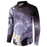 Piko Hawaiian Button Sweatshirt Purple Galaxy Spiral Plumeria Tribal Patterns