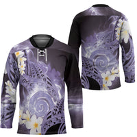 Piko Hawaiian Hockey Jersey Purple Galaxy Spiral Plumeria Tribal Patterns