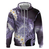 Piko Hawaiian Hoodie Purple Galaxy Spiral Plumeria Tribal Patterns