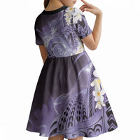 Piko Hawaiian Kid Short Sleeve Dress Purple Galaxy Spiral Plumeria Tribal Patterns