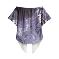 Piko Hawaiian Off Shoulder Wrap Waist Top Purple Galaxy Spiral Plumeria Tribal Patterns DT05 - Polynesian Pride