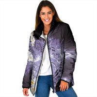 Piko Hawaiian Padded Jacket Purple Galaxy Spiral Plumeria Tribal Patterns