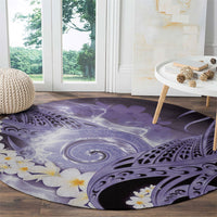Piko Hawaiian Round Carpet Purple Galaxy Spiral Plumeria Tribal Patterns