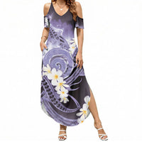 Piko Hawaiian Summer Maxi Dress Purple Galaxy Spiral Plumeria Tribal Patterns