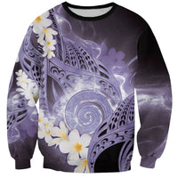 Piko Hawaiian Sweatshirt Purple Galaxy Spiral Plumeria Tribal Patterns