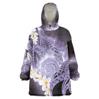 Piko Hawaiian Wearable Blanket Hoodie Purple Galaxy Spiral Plumeria Tribal Patterns