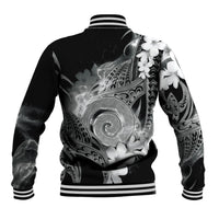 Piko Hawaiian Baseball Jacket Monochrome Galaxy Spiral Plumeria Tribal Patterns