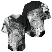 Piko Hawaiian Baseball Jersey Monochrome Galaxy Spiral Plumeria Tribal Patterns