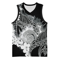 Piko Hawaiian Basketball Jersey Monochrome Galaxy Spiral Plumeria Tribal Patterns