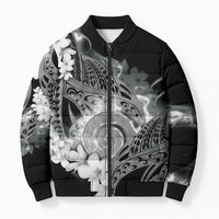 Piko Hawaiian Bomber Puffer Jacket Monochrome Galaxy Spiral Plumeria Tribal Patterns