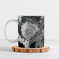 Piko Hawaiian Ceramic Mug Monochrome Galaxy Spiral Plumeria Tribal Patterns