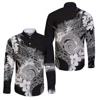 Piko Hawaiian Family Matching Short Sleeve Bodycon Dress and Hawaiian Shirt Monochrome Galaxy Spiral Plumeria Tribal Patterns