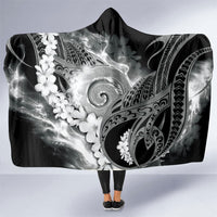 Piko Hawaiian Hooded Blanket Monochrome Galaxy Spiral Plumeria Tribal Patterns