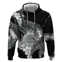 Piko Hawaiian Hoodie Monochrome Galaxy Spiral Plumeria Tribal Patterns