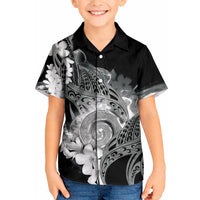 Piko Hawaiian Kid Hawaiian Shirt Monochrome Galaxy Spiral Plumeria Tribal Patterns