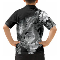 Piko Hawaiian Kid Hawaiian Shirt Monochrome Galaxy Spiral Plumeria Tribal Patterns