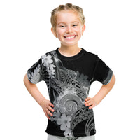 Piko Hawaiian Kid T Shirt Monochrome Galaxy Spiral Plumeria Tribal Patterns