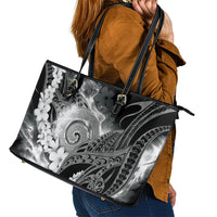Piko Hawaiian Leather Tote Bag Monochrome Galaxy Spiral Plumeria Tribal Patterns