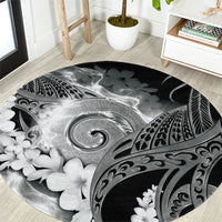 Piko Hawaiian Round Carpet Monochrome Galaxy Spiral Plumeria Tribal Patterns